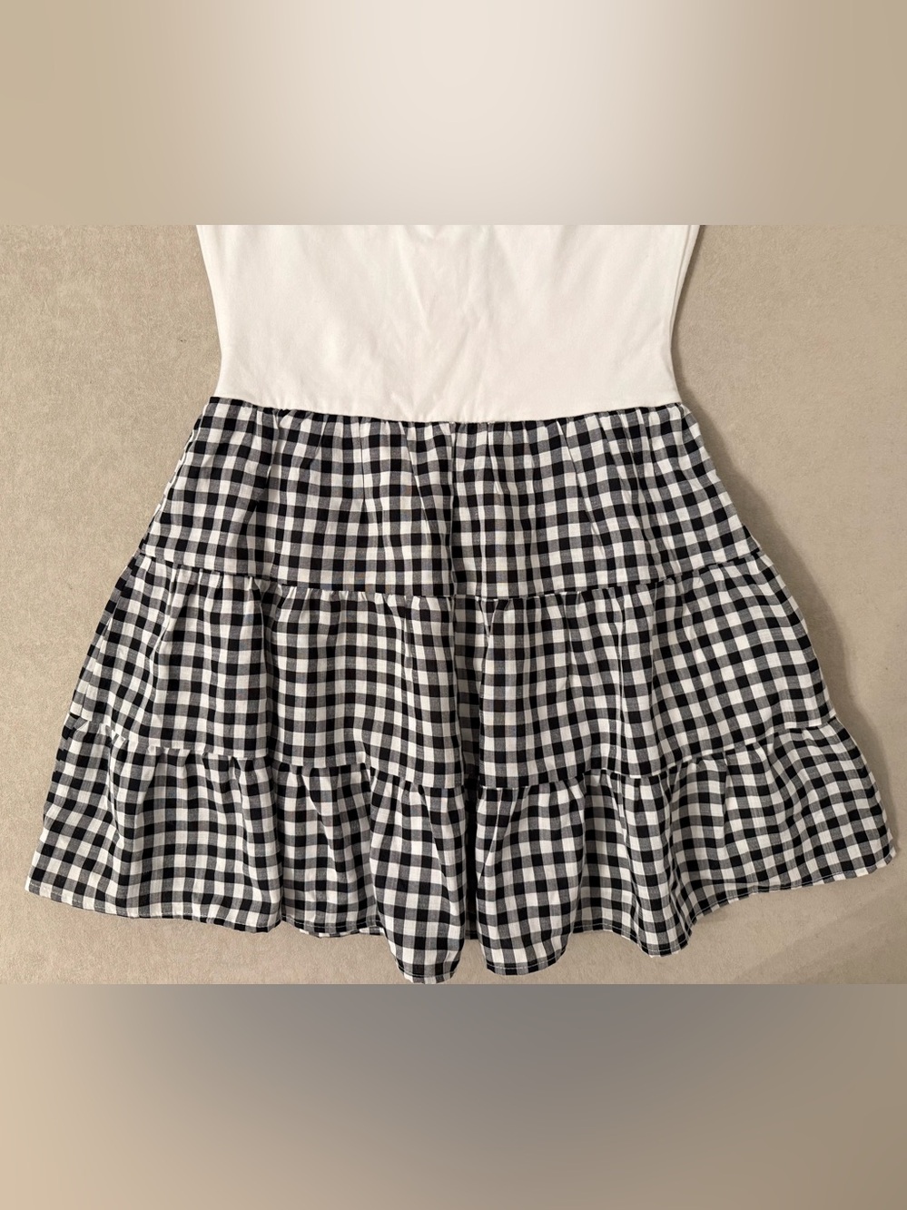 Thirty Thirty Strapless Gingham Tiered Mini Dress Size M Black White NWT - Picture 16 of 17